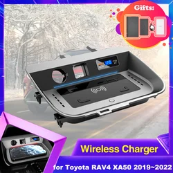 15W Car Wireless Charging Pad for Toyota RAV4 XA50 LE XLE XSE 2019~2023 Phone Fast Charger Plate Panel Tray Accessorie 2020 2021