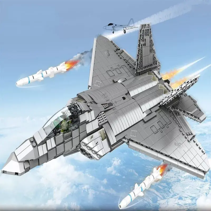 

1802PCS Military WW2 Soldiers F22 Raptor Fighter Model Building Blocks Army Bricks Kids Toys For Gift 6 dolls