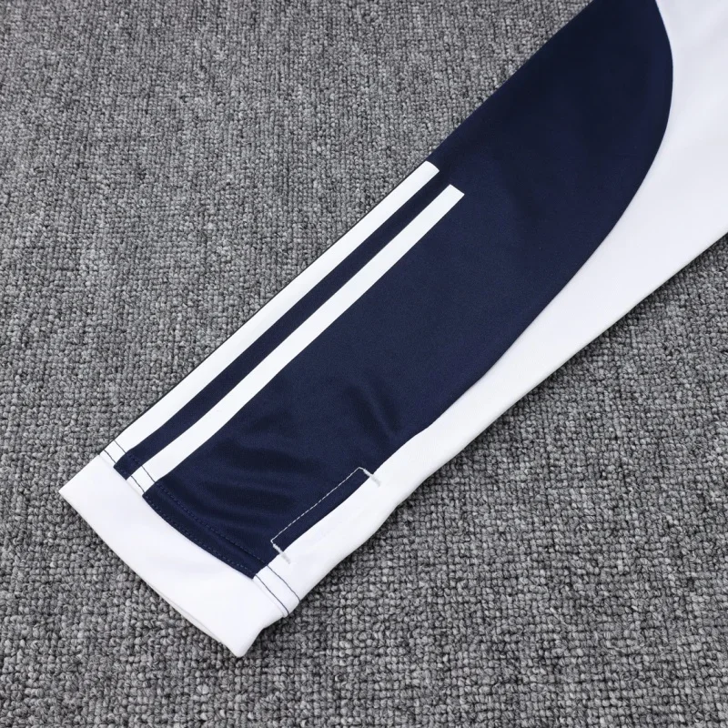 Adidas Soccer Jerseys Men Outdoor Long-sleeved Moisture-wicking Durable Sportswear Training Suit White and Blue