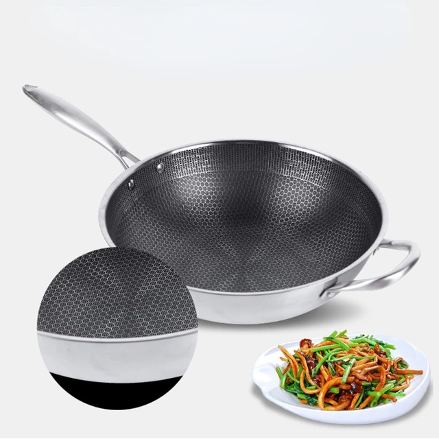 Stainless Steel Wok Honeycomb Non Stick Cooking Pot Frying Pan Wok Pan Gas  Stove Cooktop Kitchen Accessories Frigideira Cookware - Woks - AliExpress