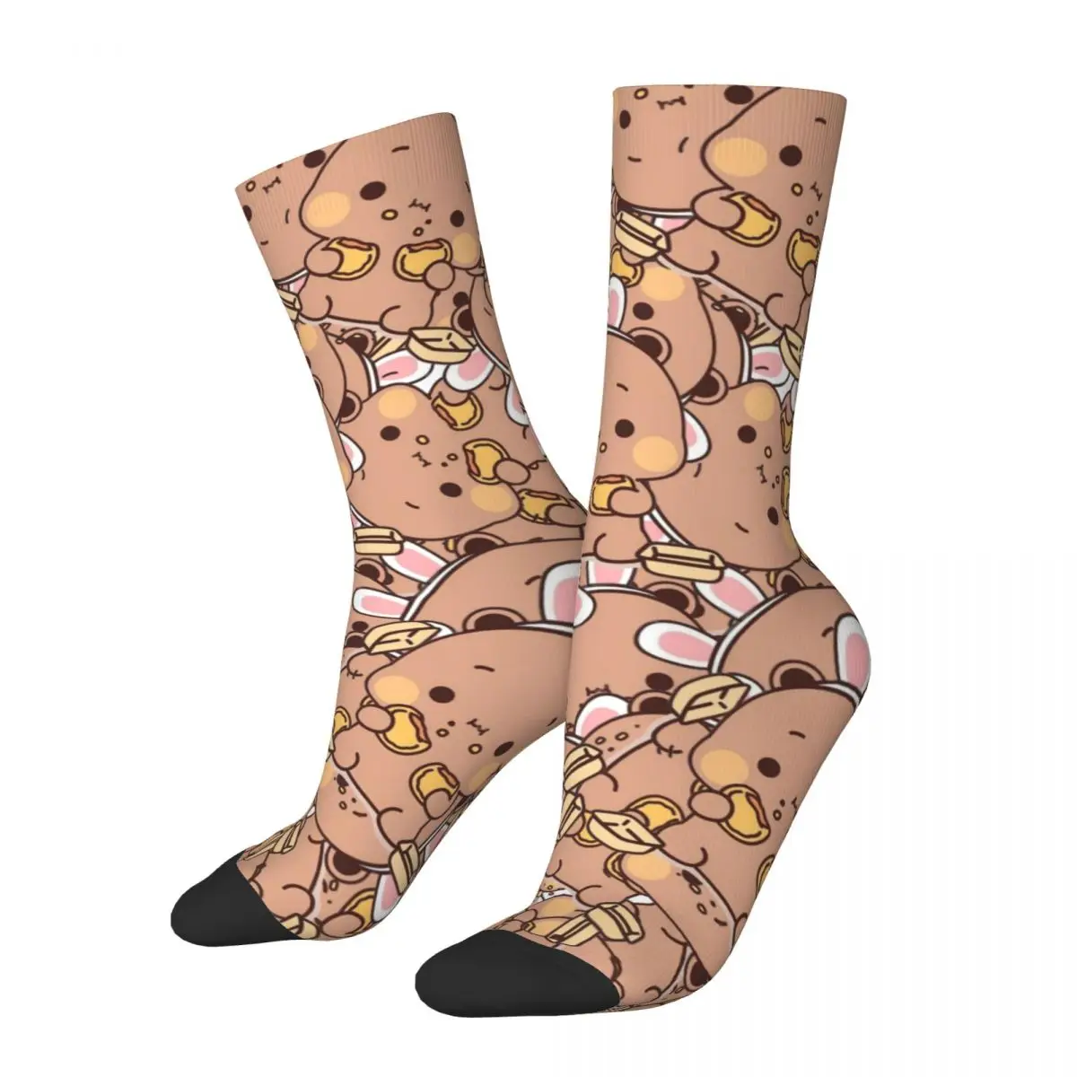 

Harajuku Bubu Dudu Couple Soccer Socks Panda Bear Polyester Middle Tube Socks for Women Men