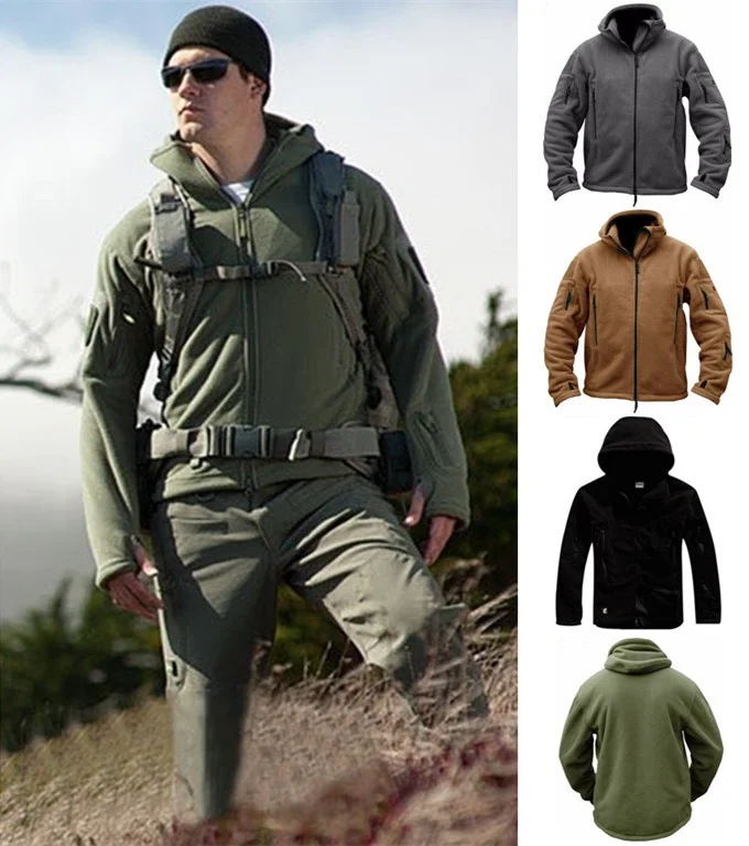 

Sports Hooded Coats Windproof Hiking Outdoor Army Jackets Men US Military Tactical Jacket Winter Thermal Fleece Zip Up Outdoors