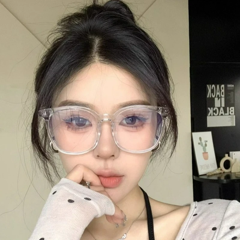 New Simple Large Frame Anti Blue Light Glasses Unisex Classic Square Black Clear Eyeglasses Computer Goggles Anti-UV Sunglasses