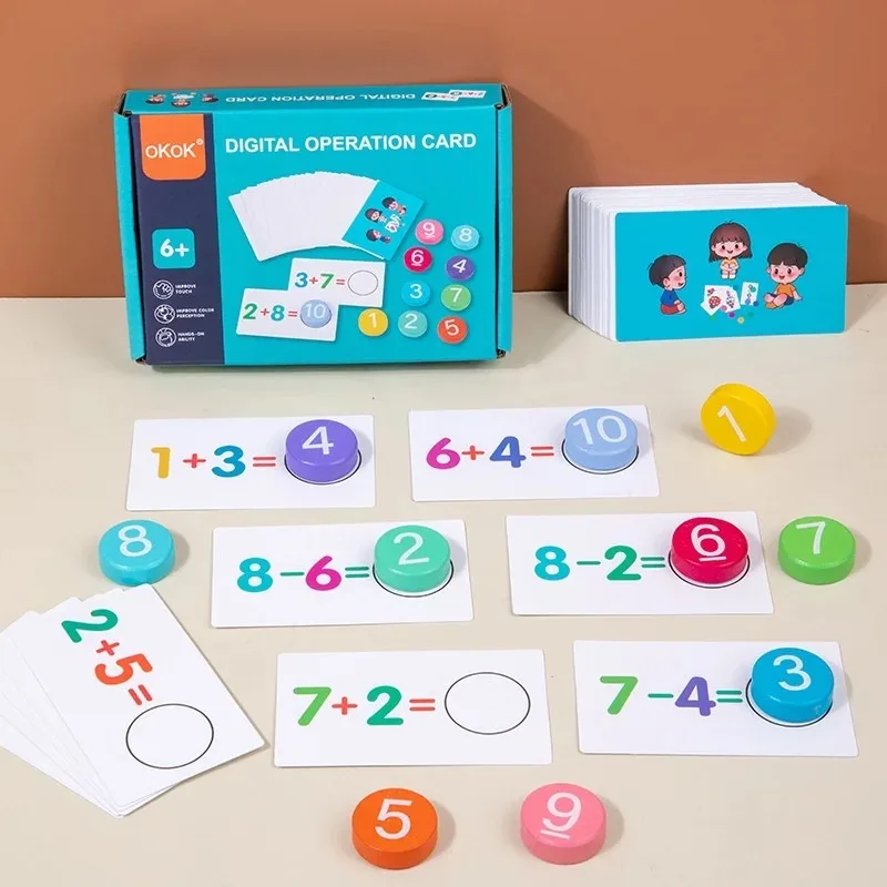 Kids Montessori Math Toys Arithmetic Card Matching Games Addition Subtraction Parish Early Educational Counting Toys for Kid