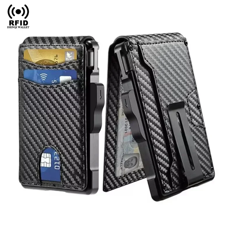 Slim Minimalist RFID Blocking Wallet with Money Clip - PU Leather Tactical Bifold Design