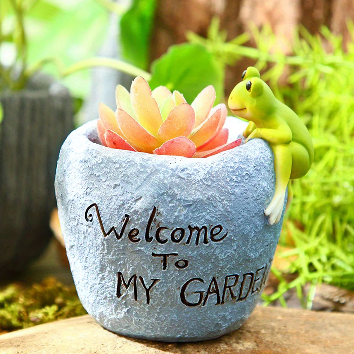1PC, resin material cartoon frog prone pot garden decorative flowerpot, suitable for courtyard balcony decorative flowerpot