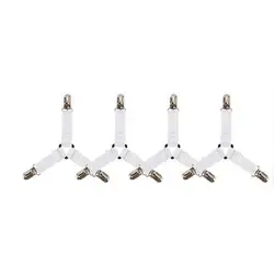 Bed Sheet Fasteners - Adjustable Elastic Straps with Clips (4-Pack) (White4pcs)