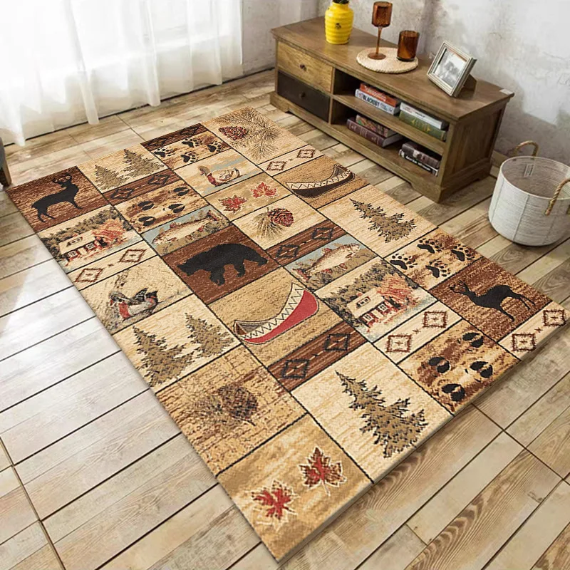 Vintage Rustic Crystal Pile Carpet Non-Slip Dirty Resistant Household Living Room Bedroom Floor Mat