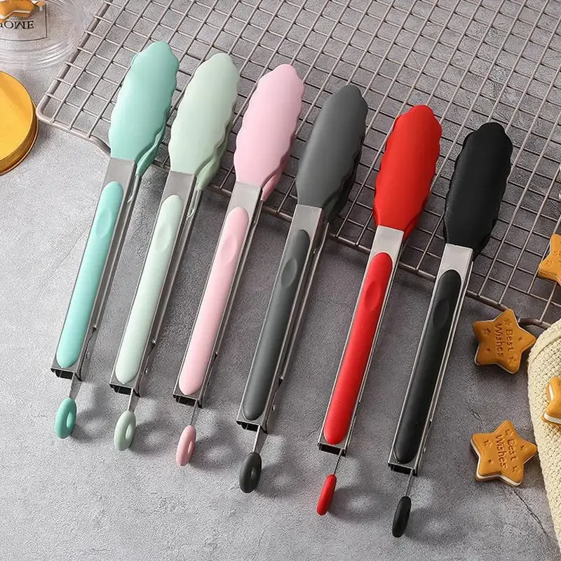 Food Grade Silicone Food Tong Creative Non-Slip Silicone Bread Tong Serving Kitchen Tools BBQ Tools Accessories