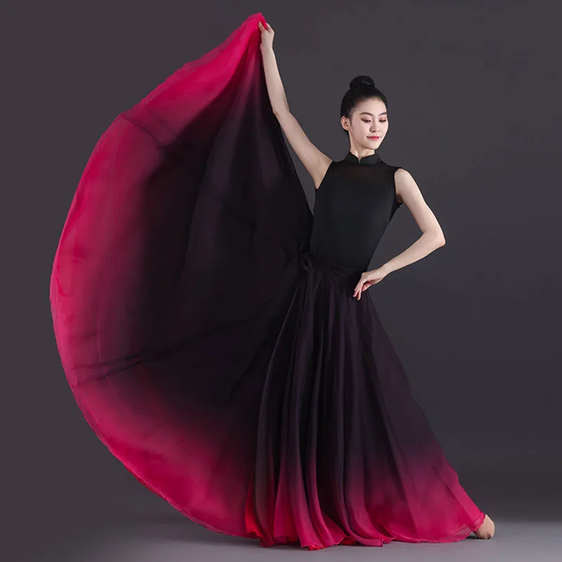 フラメンコ　ファルダ 720 Degree Flamenco Dance Performer Gradient Lace-up fairy