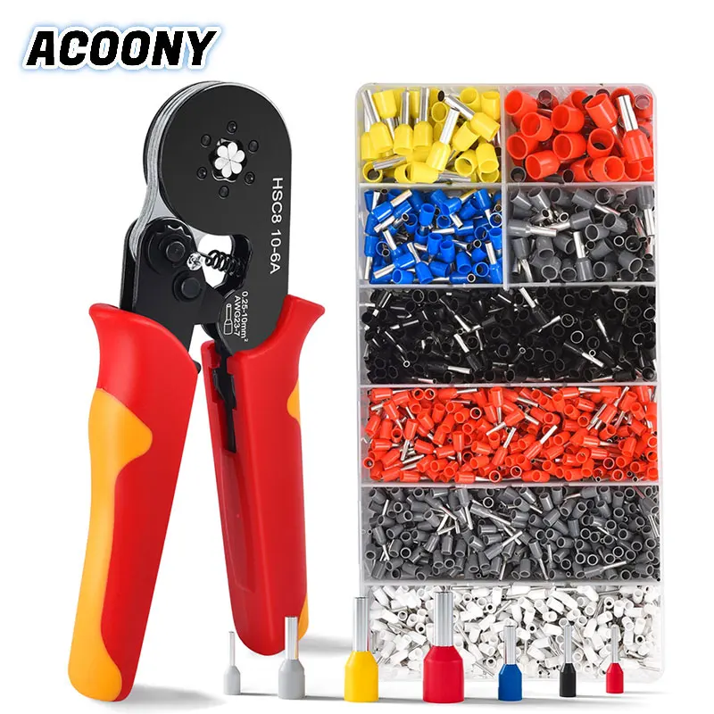 관형 터미널 압착 펜치, HSC8 10-6A AWG23-7 크림퍼 와이어 미니 페럴 크림퍼 도구, 가정용 전기 수공구 키트