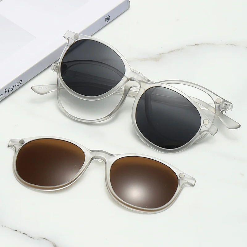 Vcka-男性と女性のための磁気クリップサングラス,近視に適したクリア