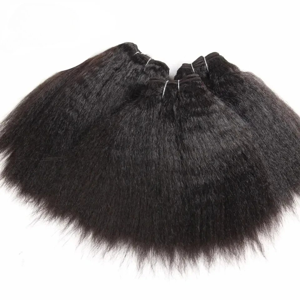 Debut Peruvian 3Pcs Kinky Straight Weaving Bundles Nature Black And Brown 4# Short Yaki Straight Bundles Full End Remy Hair 2