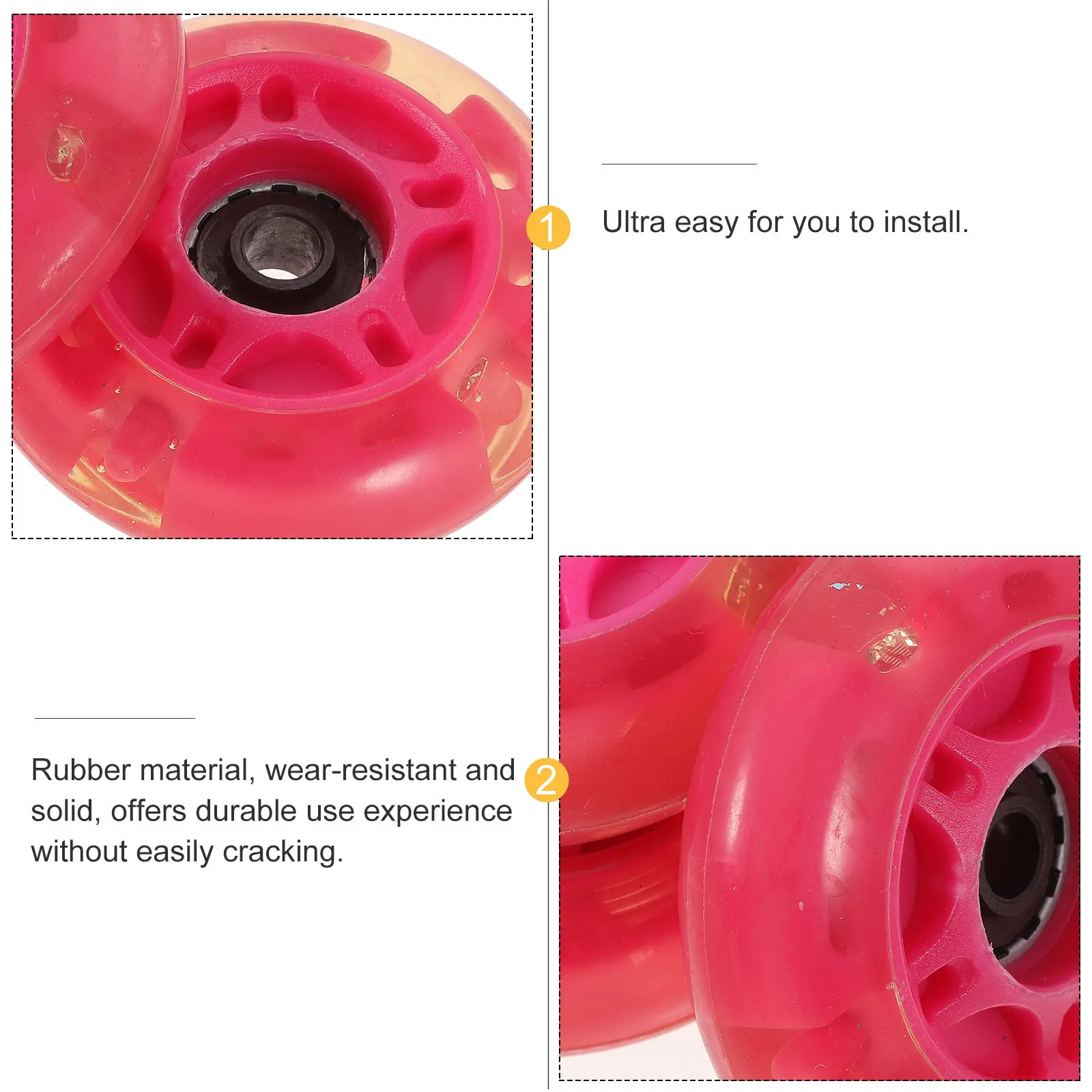 4Pcs 72Mm 깜박이는 인라인 스케이트 휠 실내 야외 하키 스케이팅을위한 롤러 스케이트 휠 부드러운 탄성 PU 소재 쉬운