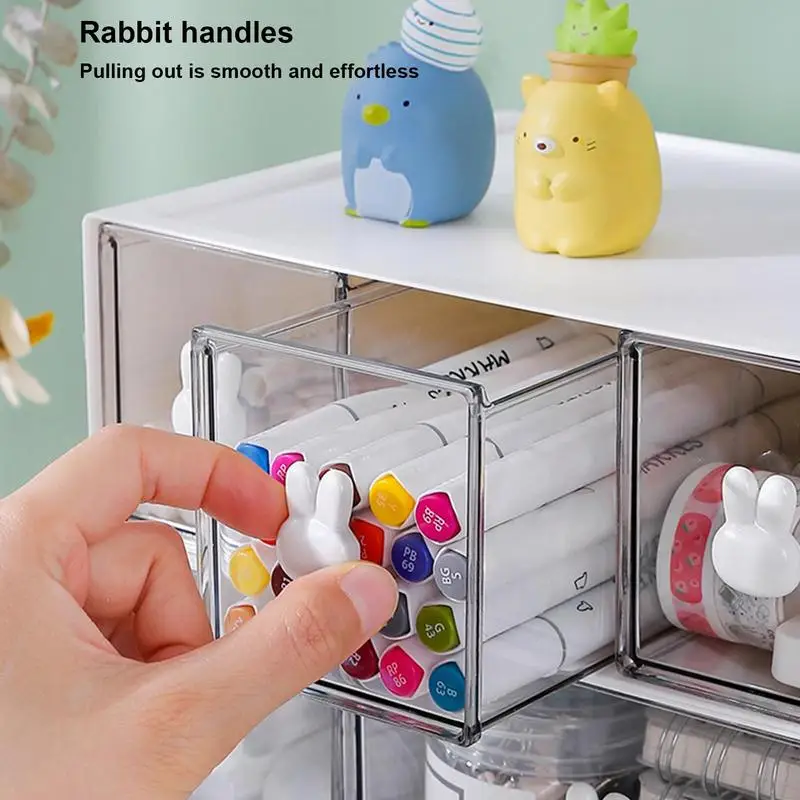 Kawaii Ins Organizer Desktop Drawer Free Combination Storage Box Plastic Hairpin Makeup Cosmetics Desk Storage Organizer Rack