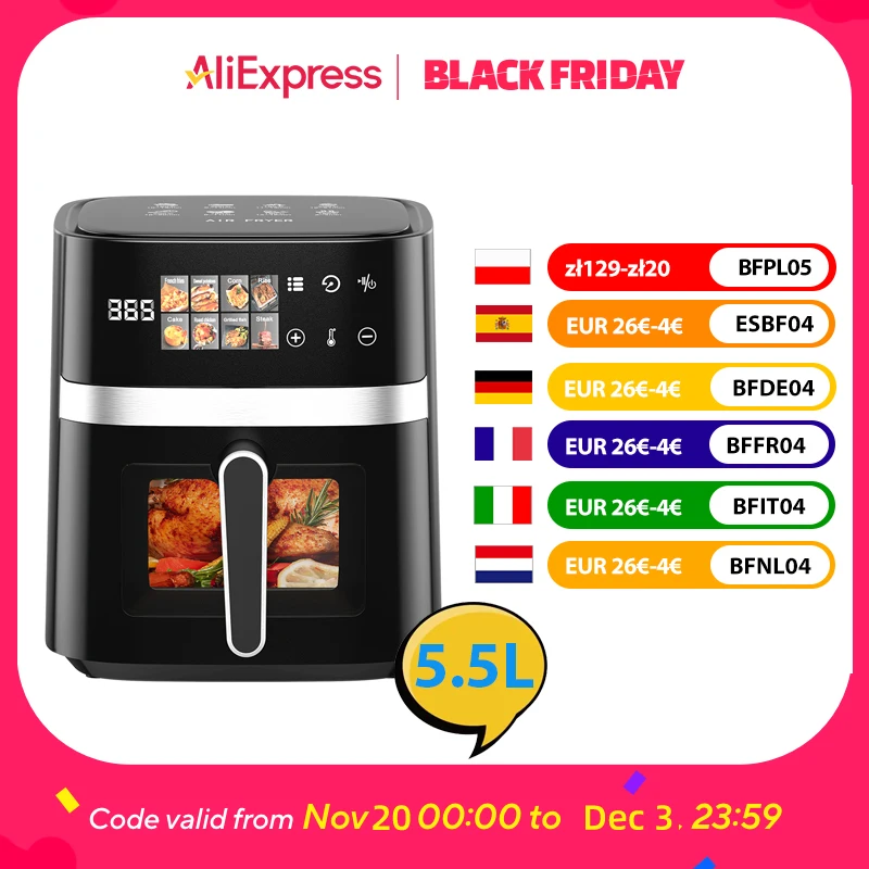 Patbrela 5.5L Air Fryer z EU za $36.52 / ~137zł