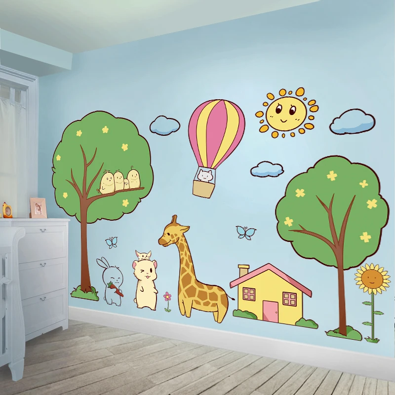 Wallpaper Decoration Cartoon Animal Wall Stickers Children's Room Baby  Early Education Wall Decoration Stickers Painting Wall - AliExpress