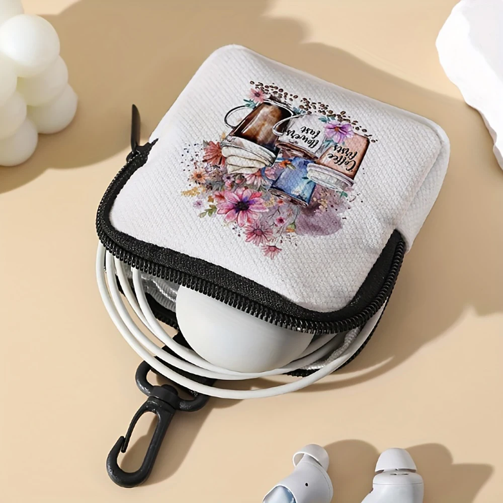 1pc，Flower patterned large capacity coin wallet, digital printed coin wallet, and storage bag are ideal choices for gifts