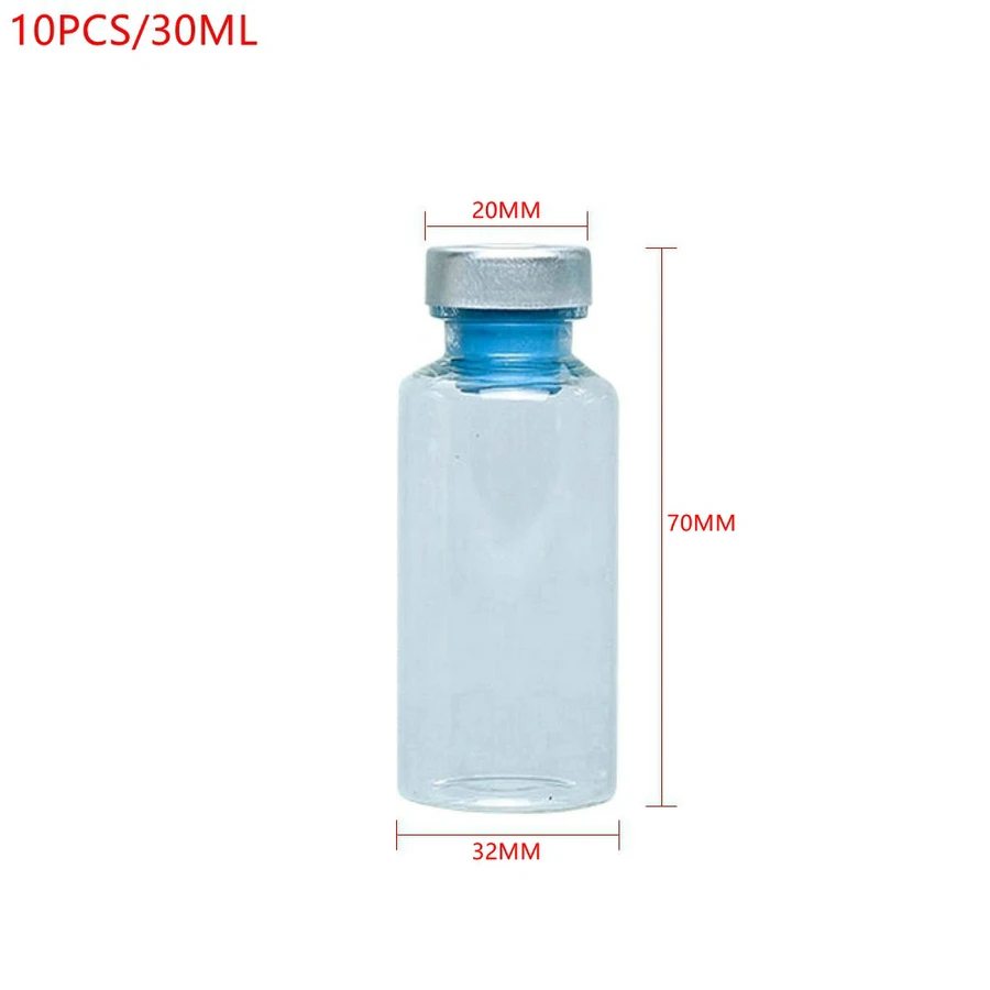 10PCS 12ML/15ML/20ML/25ML/30ML Anaerobic Bottles Transparent High Borosilicate Glass With Aluminum Plastic Cap Sealed Vials