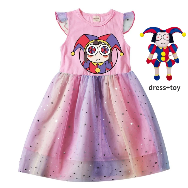 The Amazing Digital Circus Kids Cartoon Halloween Cosplay Dress Baby Girl Princess Dresses Toddler Girls Wedding Party Vestidos