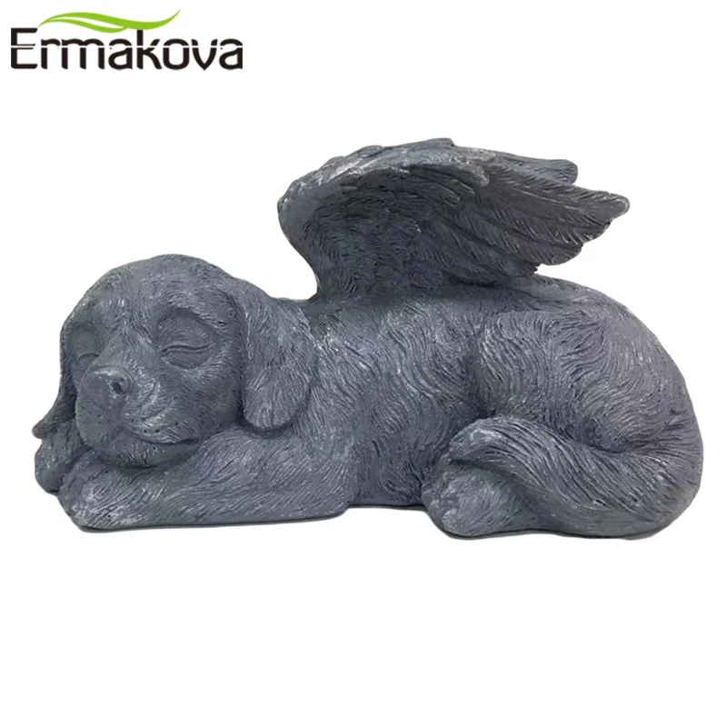 Hunde-Gedenkfigur 'schlafender Engel' Aus Polyresin – 25,4 Cm, Handbemalt, Garten- Oder Wohnungsdeko