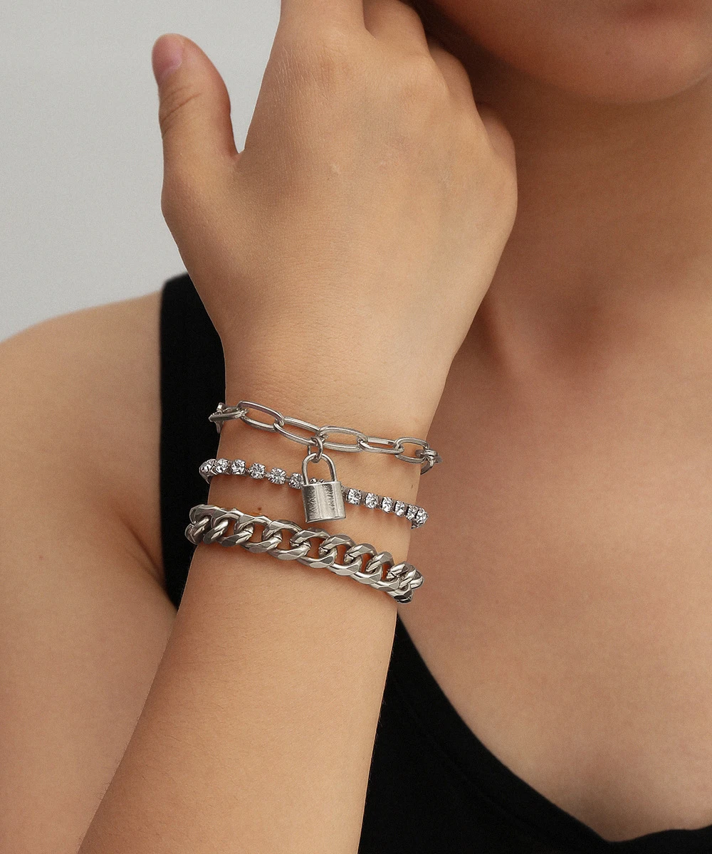 

Personalized Hip Hop Chunky Chain Lock Shape Mix and Match Chain Bracelet