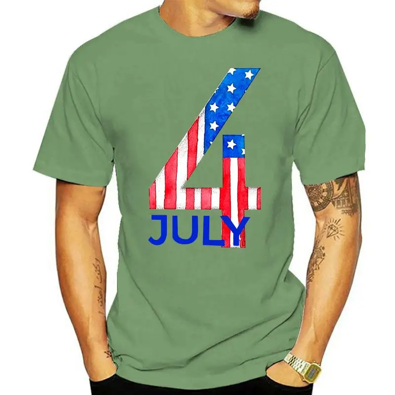 

4 July Usa Flag Men's Tee hip hop Cotton men t shirt