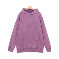 Vintage Oversized 400g Looped Pure Cotton Washed Vintage Hoodie Sweatshirt Printed Logo Custom Design Embroidered Name 2