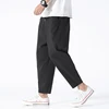 100% Cotton Summer Casual Pants Man Trendy Japanese Cropped Pants Loose Pants Men 5xl 3