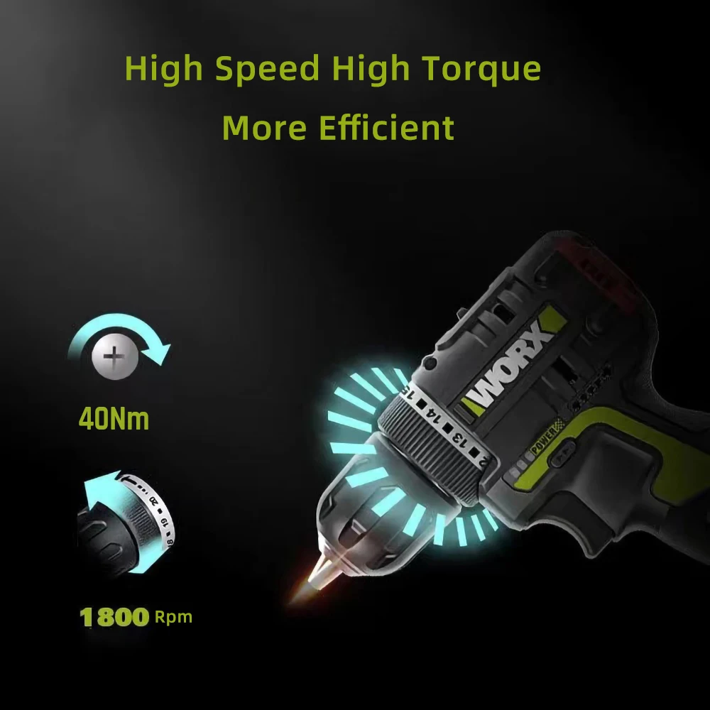 WORX-WU130X 12V  ũ ̹, 40Nm 帱 귯ø  1800RPM 뷮 ǥñ 2.0A ͸ WU130 ׷̵ 