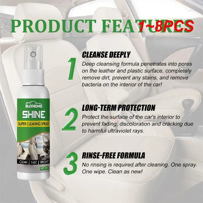 

1~8PCS Seat Cleaning Spray 100ml Uv Protection Portable Durable Fade Resistant Car Accessories Automotive Interior Cleaner