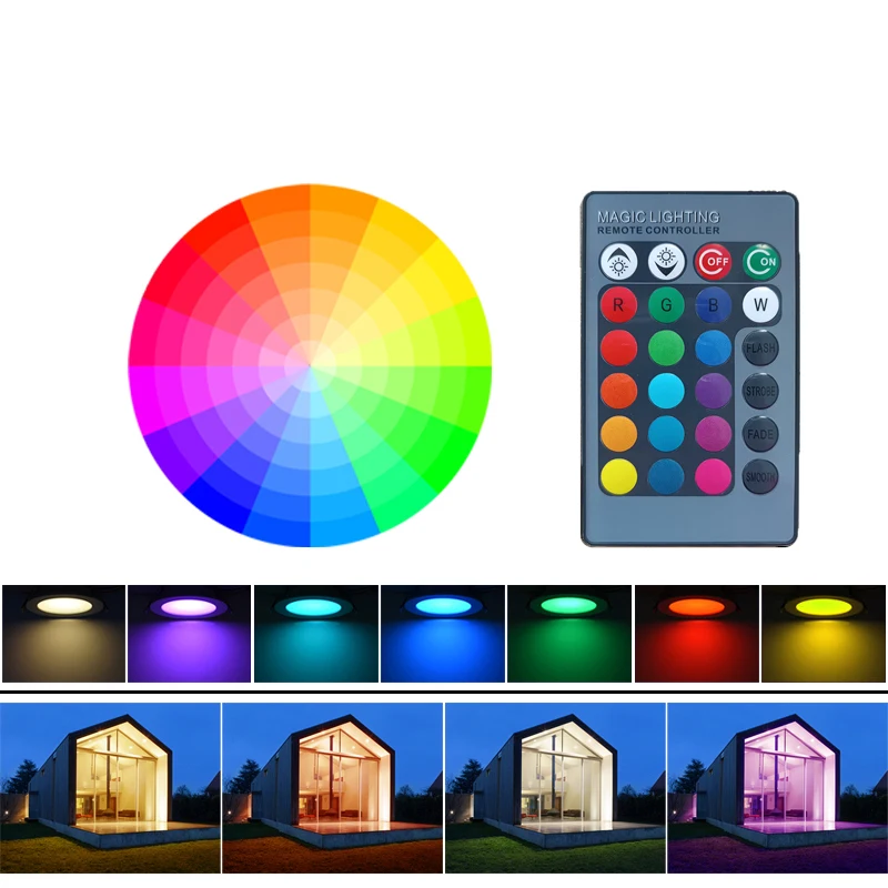 Marpou 1/2/3/4PCS RGB LED Downlight 16colors Dimmable Spotlight 10W/15W IR Remote Led Down Light Room Decor AC220V LED Panel led downlight recessed ceiling spotlight