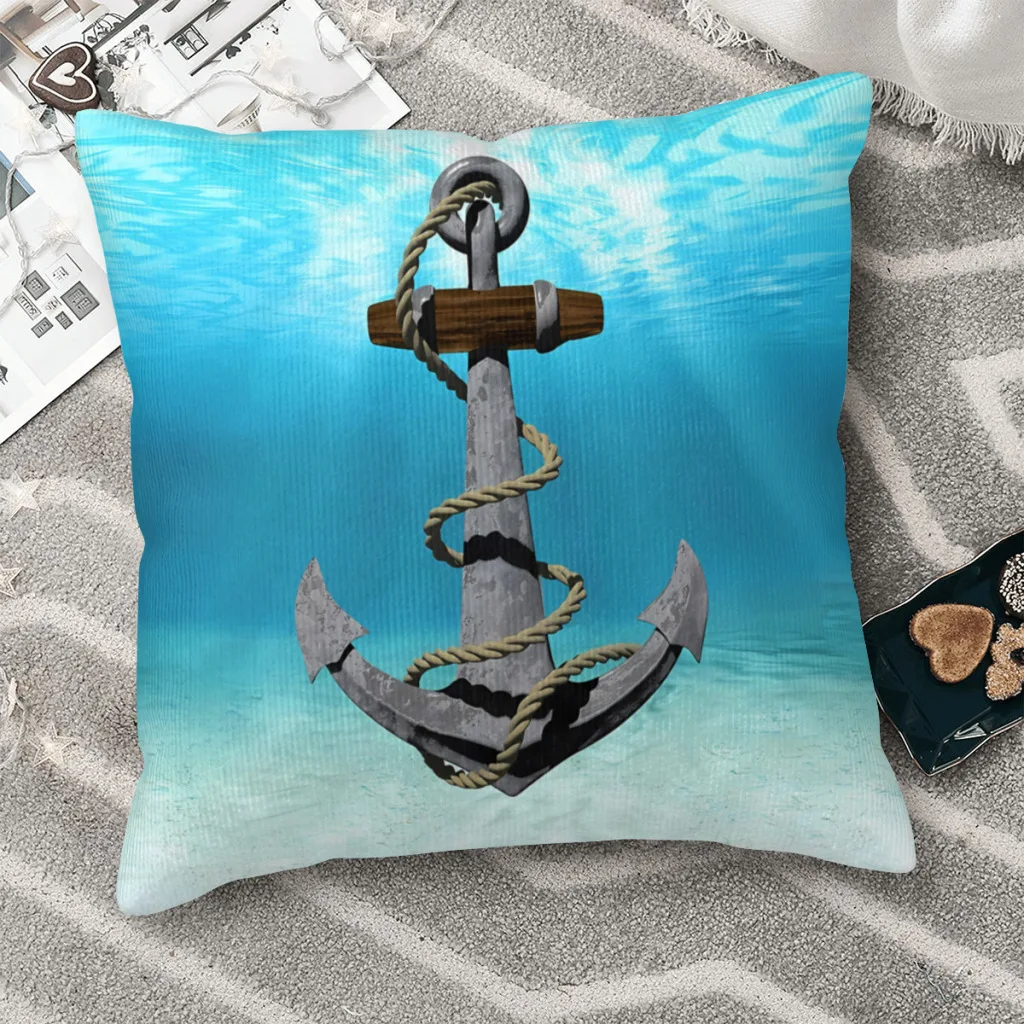 

Nautical Anchor Sail Hug Pillowcase Navigation Backpack Cojines Livingroom DIY Printed Office Coussin Covers Decorative