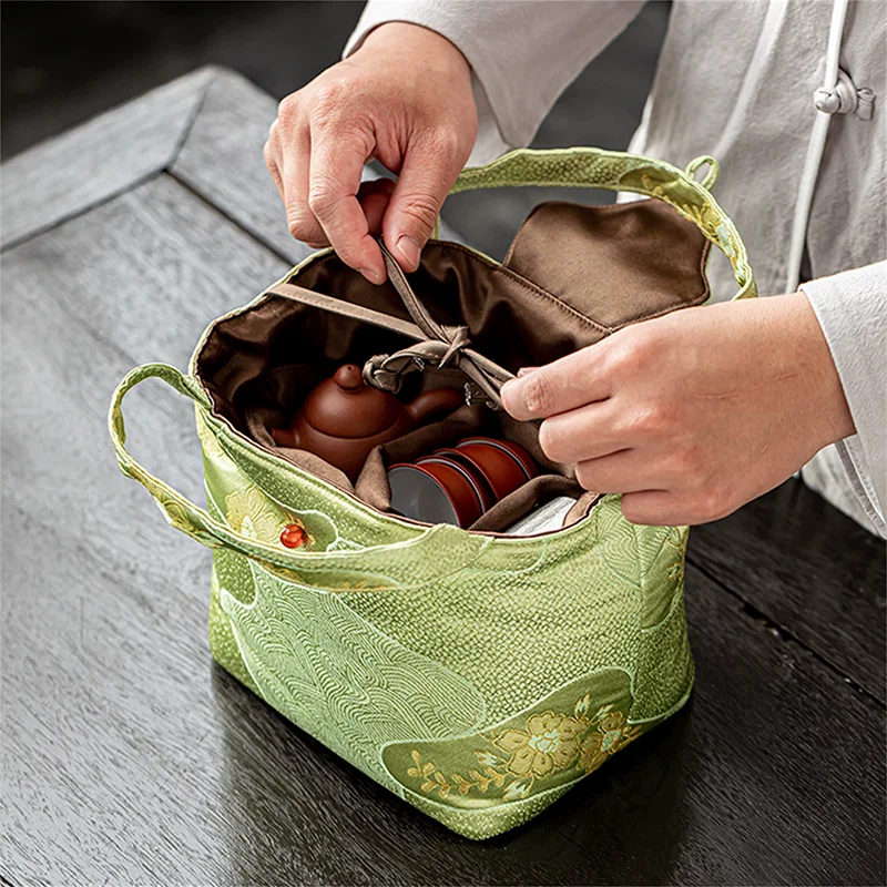 Large Capacity Tea Set Carry Bag,Tea Accessories Organizer,Portable Travel Tea Ceremony Bag,Tea Set Storage Bag