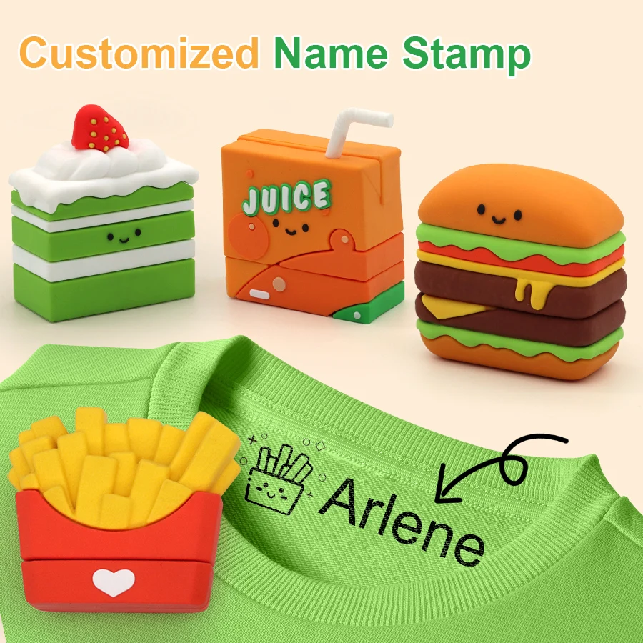 Personalize your child&rsquo;s school supplies with waterproof name stamps; perfect for clothes, shoes, bags, and lunch boxes; cartoon