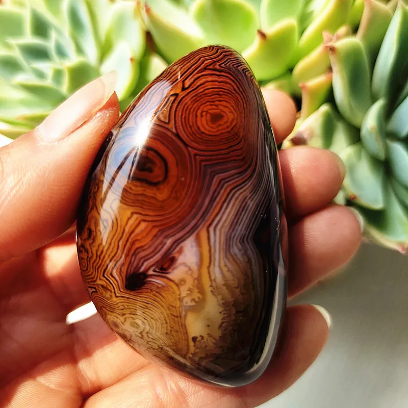 Natural Silk Agate Sardonyx Agate Palm Stones playthings Small Stones And Crystals Healing Crystals