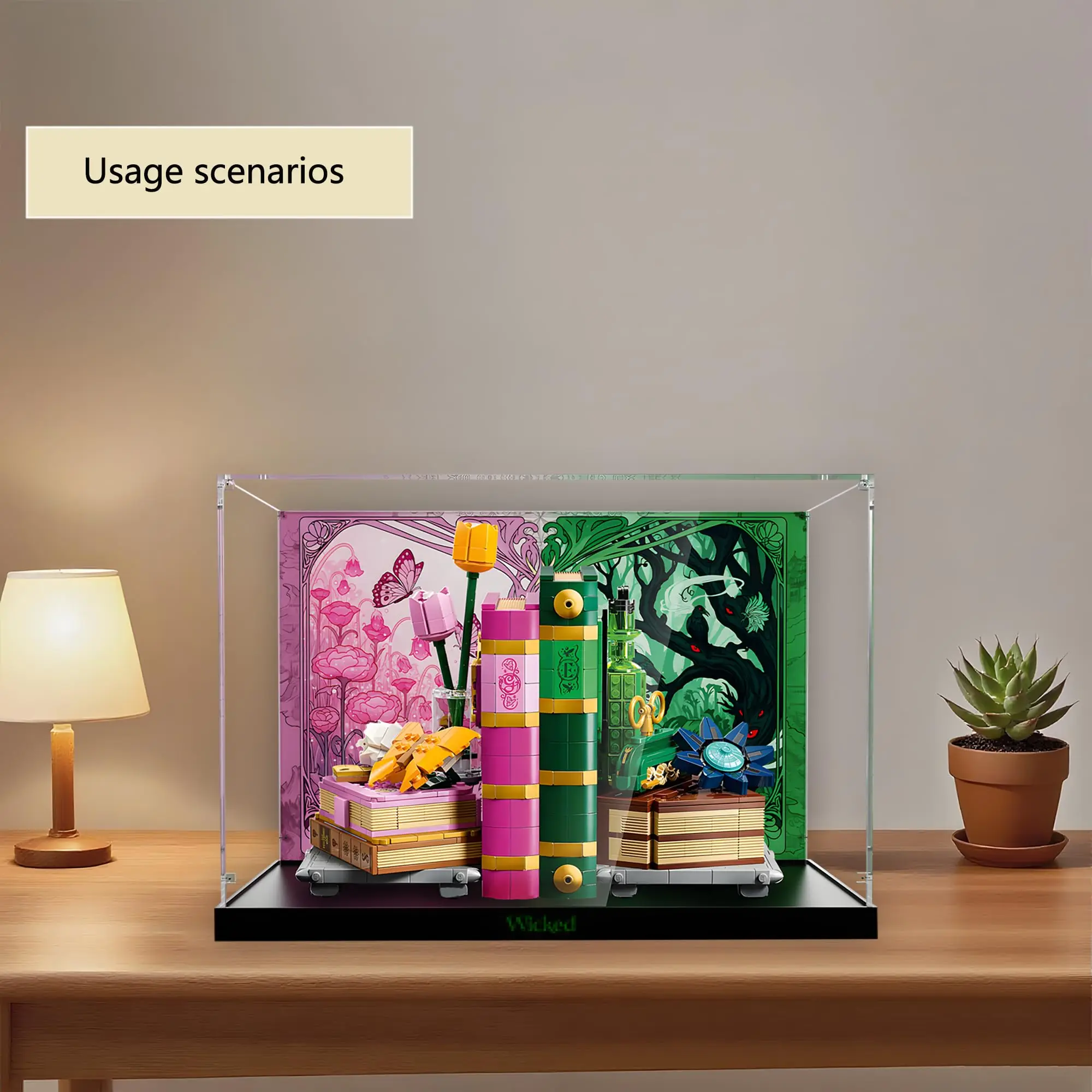 Acrylic Display Case for Lego 75691 Glinda and Elphaba Bookends