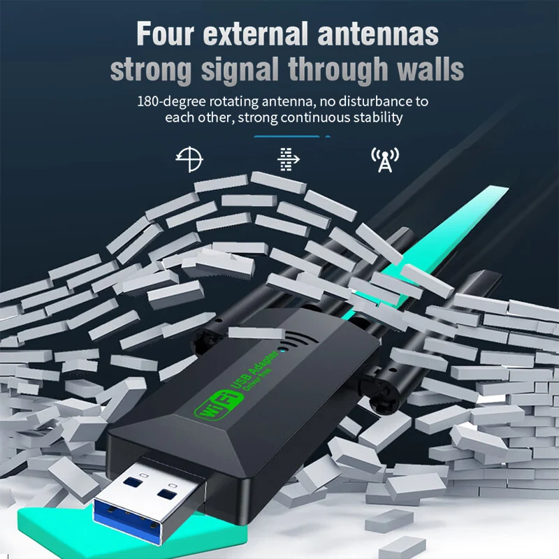 1200Mbps WiFi 어댑터 4 안테나 USB3.0 고속 무선 네트워크 카드 듀얼 밴드 2.4G/5Ghz Wi-Fi 동글 802.11AC For Win 10/11