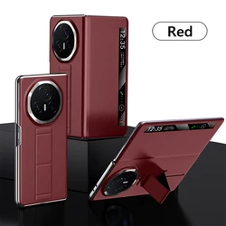 LANGSIDI Leather Magnetic Flip Case with Wrist Strap and Stand Functionality for Honor Magic V3 (Red)