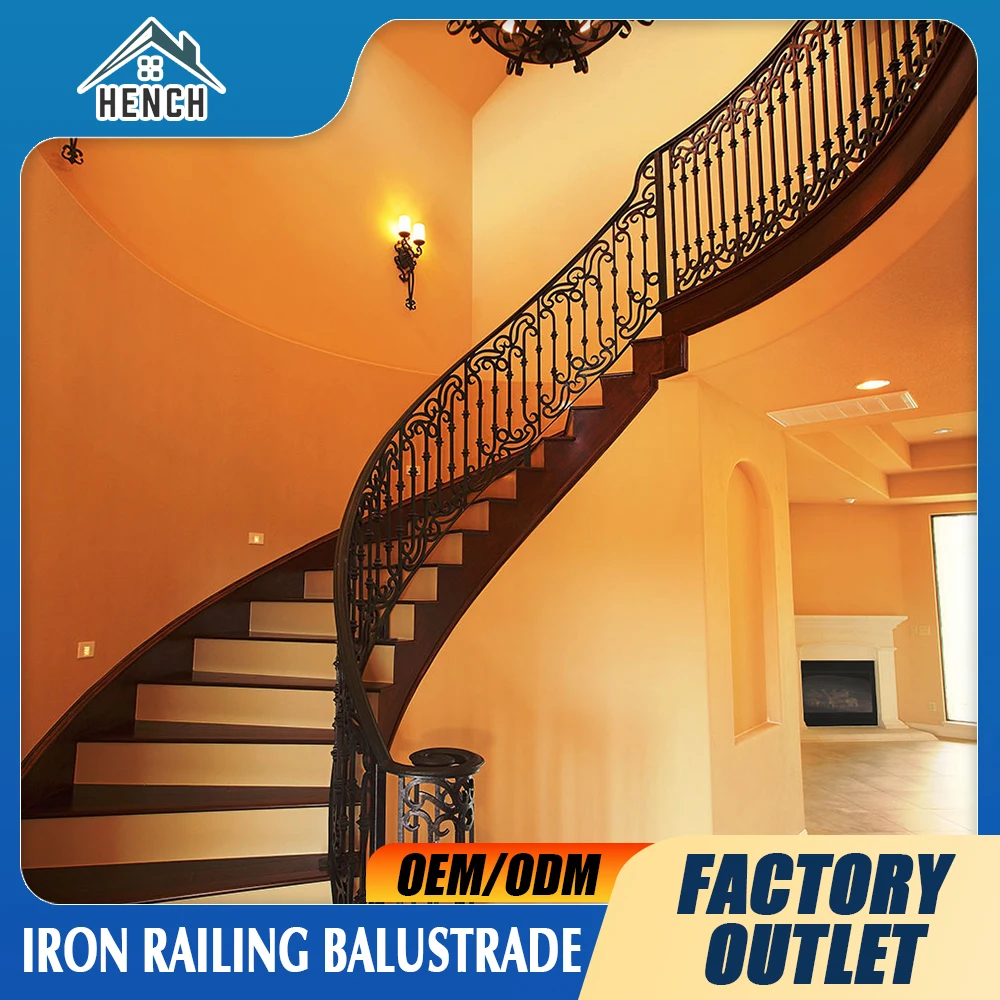 luxury curved design wrought iron railing balustrade balcony