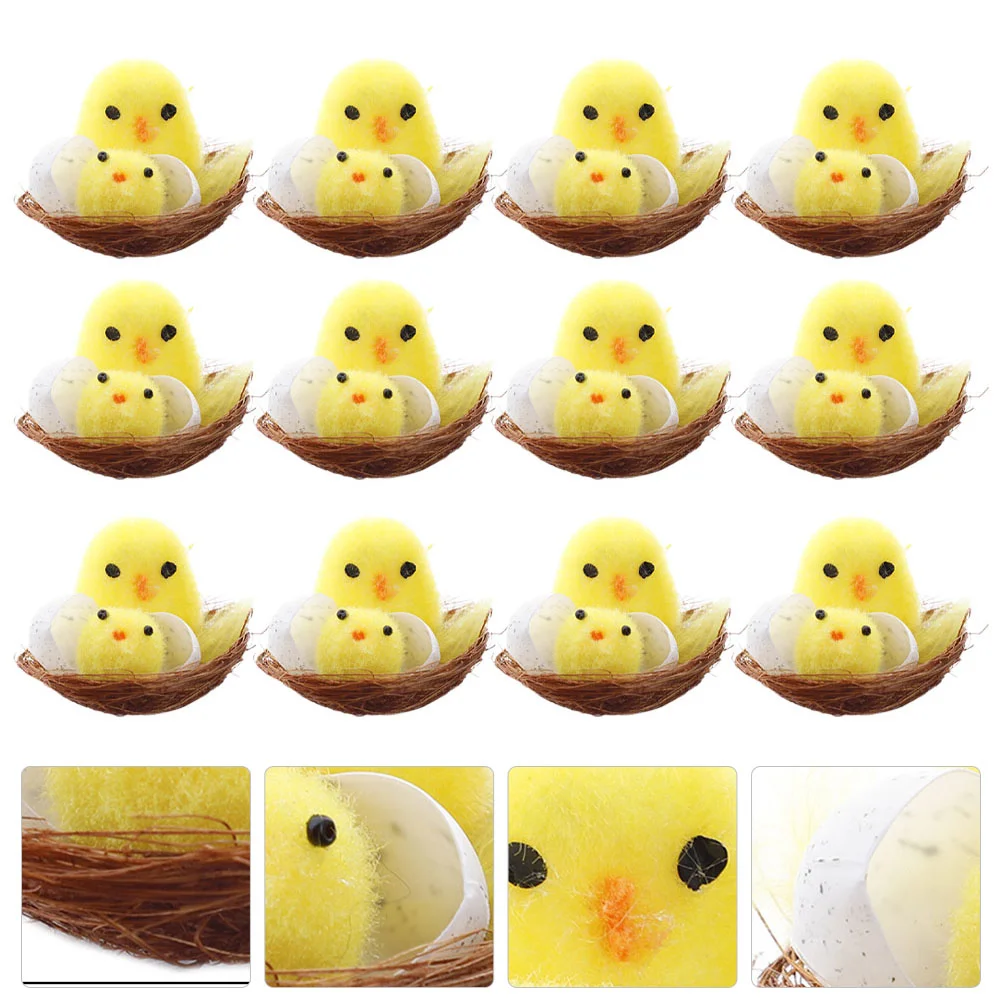 

Easter Chick Decor Simulation Mini Chicks Home Desktop Decor (Yellow)