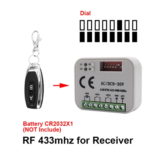 RX MUTI 범용 차고 문짝 리시버, 2CH 컨트롤러, 리모컨 스위치, RF433 송신기가 있는 게이트 문짝 오프너, 12V, 24V 4