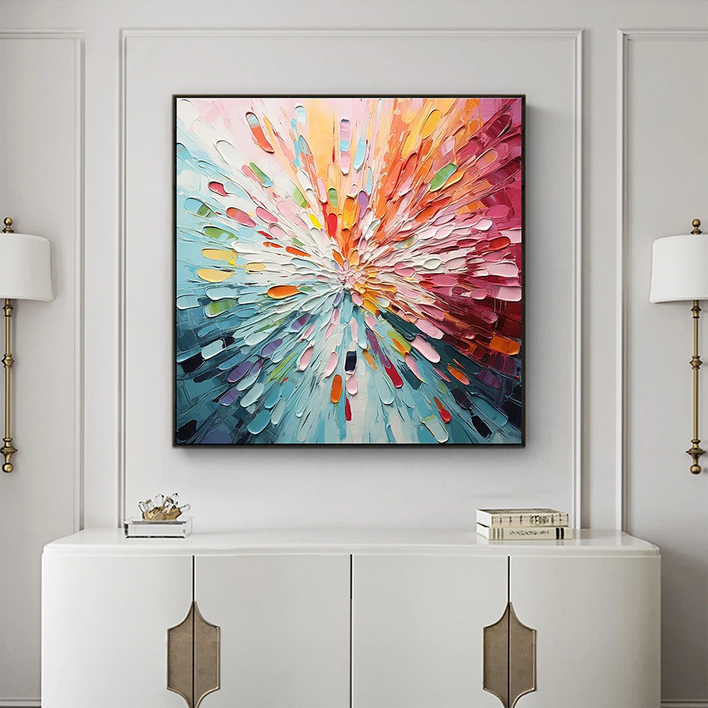 

Hand Painted Oil Painting Original Colorful Oil Painting Modern Textured Wall Art Abstract Leaves Art Home Decoration