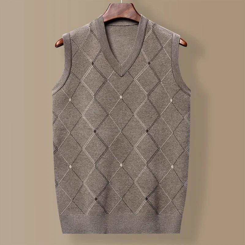 Men Sweater Vests Mens Knitted Vest Thickened Casual Sweater Tank Top Autumn Winter