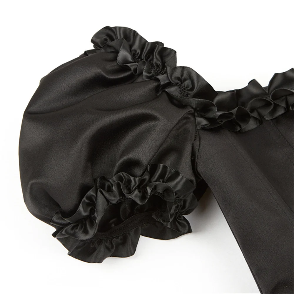 Sexy Ruffle Bubble Short Sleeve Overbust Corset Women Lingerie Body Shaper Bustier Corset Top