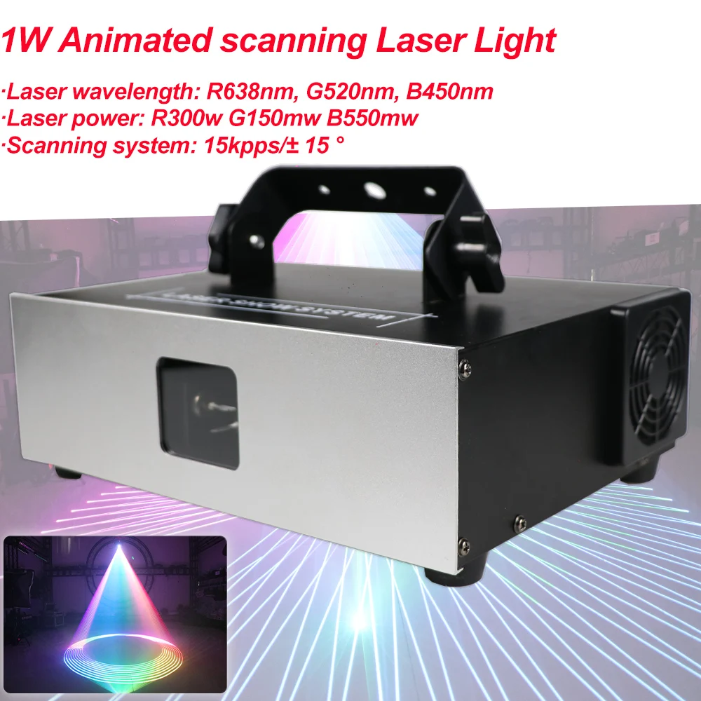 1W Animated Scanning Laser Light RGB Laser Light Stage Projector Lights