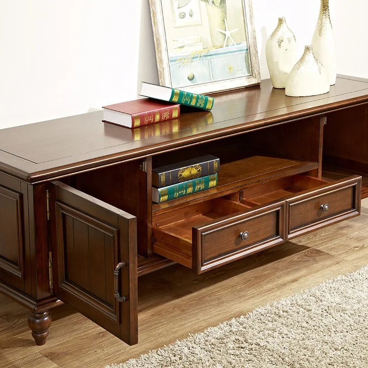 American Style Solid Wood Drawers Tv Cabinets Wooden Furniture Television Cabinet For Living Room Furniture Modern Tv Stand