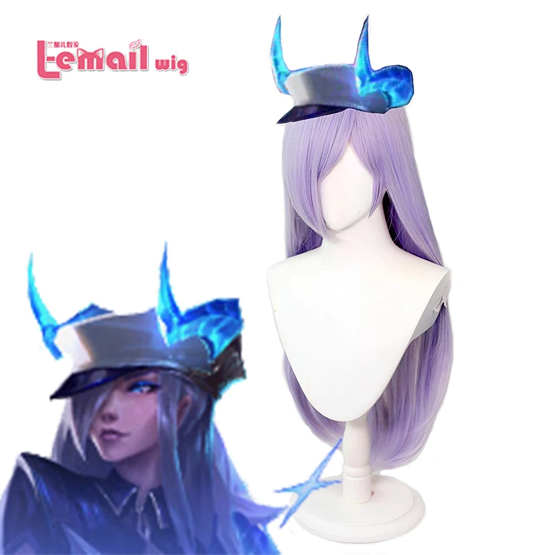 L-email paruka syntetická vlasy hra lol DRX caitlyn cosplais paruka borec fialový 80cm caitlyn paruka silikon horko odolné