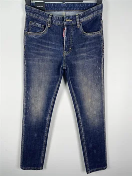 2025 Autunno/Inverno Nuovi jeans D2 Alla moda da uomo Lavaggio, Rettifica, Toppeggio dei fori, Vernice Taglio tridimensionale, Piedi piccoli Blu 1