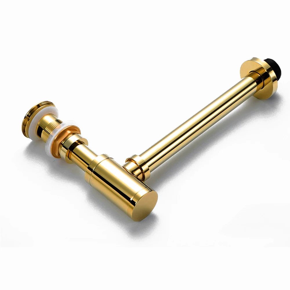 Scarico Del Lavandino Del Bagno Dorato Trappola Per Bottiglie In Ottone Filtro A Sifone Tappo Per Dispositivo Pop-Up Set Tubo Per Lavabo Nero Ristrutt